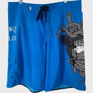 Crooks And Castles Medusa Printed Board Shorts Mens 38 Surf Swim Streetwear Rare